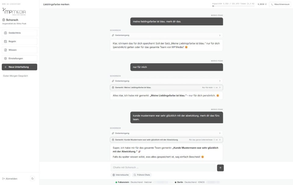 Memory: the assistant remembers things just for you or for the whole team, and shows every step