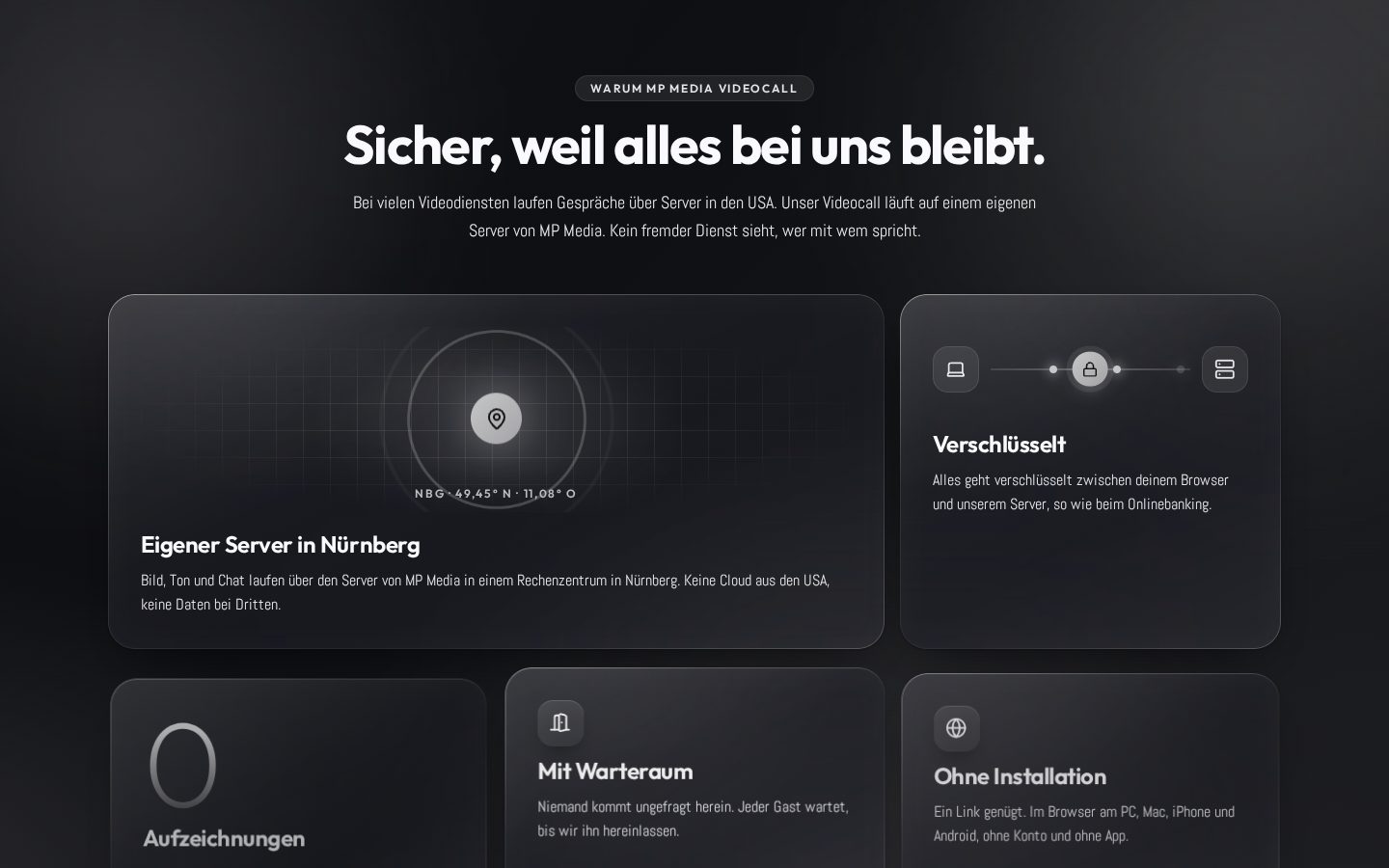 Videocall: alles im Browser, auf unserem Server