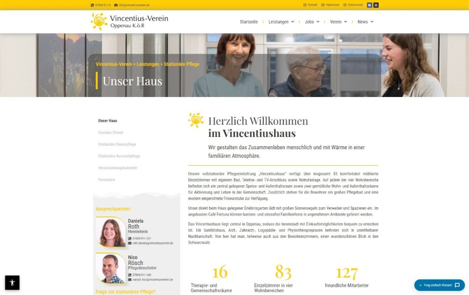 Elke dienst met een eigen pagina en eigen contactpersonen